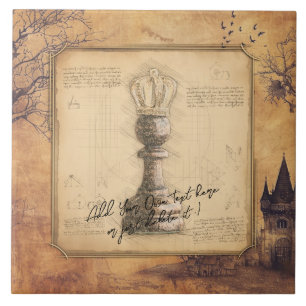 Azulejo Rey peón / Regalo de ajedrez de moda antiguo Reina