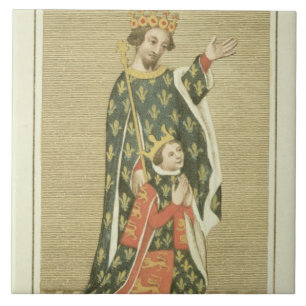 Azulejo Rey Richard II (1367-1400) con su padre Edward