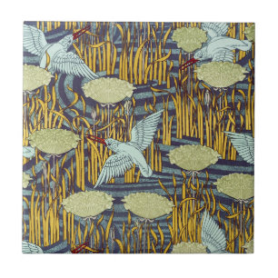 Azulejo Reyes pescadores y floración Art Nouveau