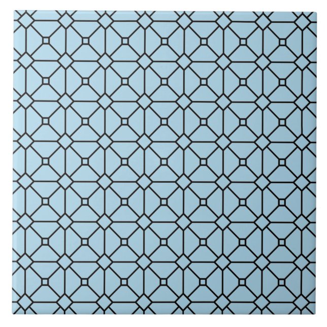 Azulejo Rhombus del patrón moderno Boho negro y azul (Frente)