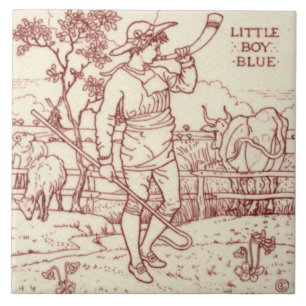 Azulejo Rhyme de guardería azul Repro Walter Crane