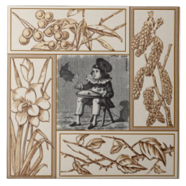 Azulejo Rhyme de guardería de Jack Horner, victoriano repr