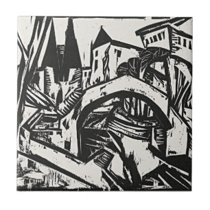 Azulejo Ribera del río Elisabeth por Ernst Ludwig Kirchner