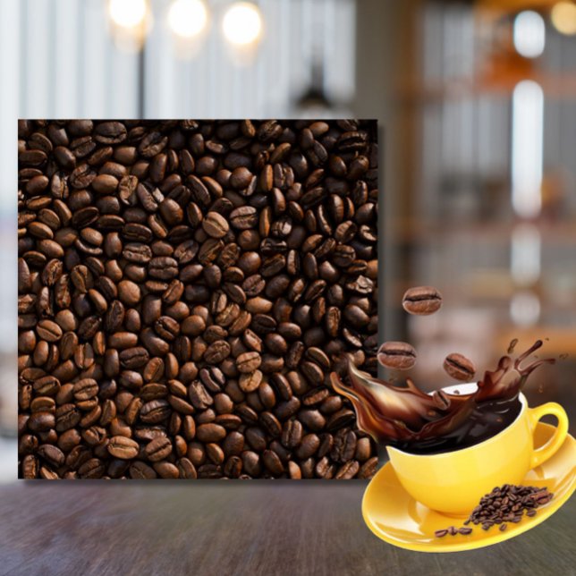 Azulejo Rich Brown Coffee Beans Pattern Café/Coffee Bar (Wake up your café or coffee bar with this stylish coffee beans pattern ceramic tile!)