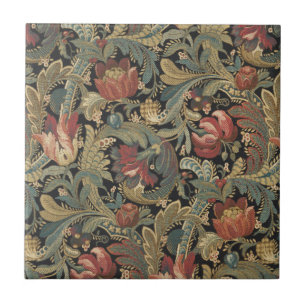 Azulejo Rich Floral Tapestry Brocade Antiguo Clásico
