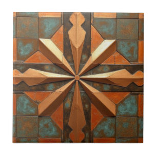 Azulejo Rico Cobre Dorado metálico ráfaga de estrella geom