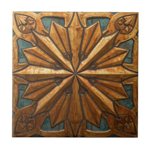 Azulejo Rico cobre metálico ráfaga de estrella geométrica