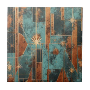 Azulejo Rico estallido de estrella geométrica dorada metál