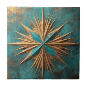 Azulejo Rico estallido de estrella geométrica metálica de 
