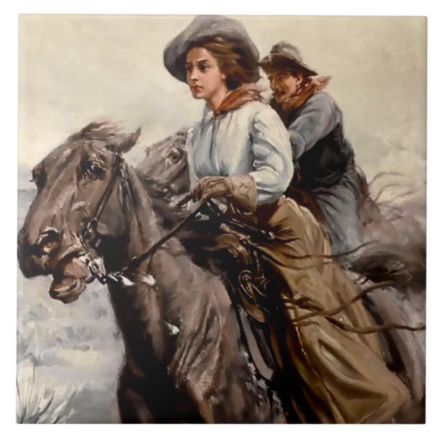 Azulejo "Riding the Range" por WHD Koerner (Frente)