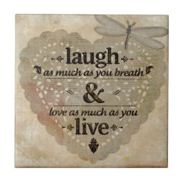 Azulejo Ríe tanto como respiras el regalo de la cita de la