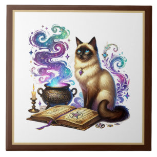 Azulejo Rincón de lectura de gato lindo biblioteca amantes