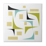 Azulejo Rincones Geométricos divertidos a mediados del sig<br><div class="desc">Añade un toque de color a tu trabajo de tejas con esta decoración de esquinas funky y rectángulos de cerámica moderna de mediados de siglo. Los colores son divertidos: azul acuático,  verde aguacate,  amarillo y negro.</div>