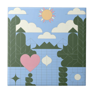 Azulejo "Río de la Luz" (fondo fluvial y solar)