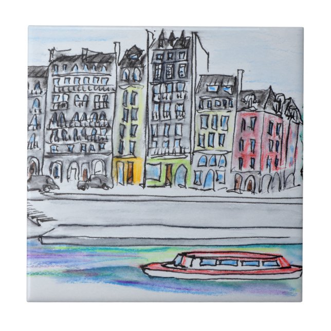 Azulejo Río Seine| Ile Saint-Louis, París (Frente)