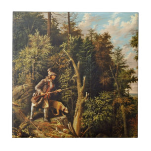 Azulejo Rip van Winkle con su perro