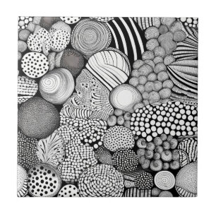 Azulejo Ritmo en negro y blanco – Abstracto monocromo 6