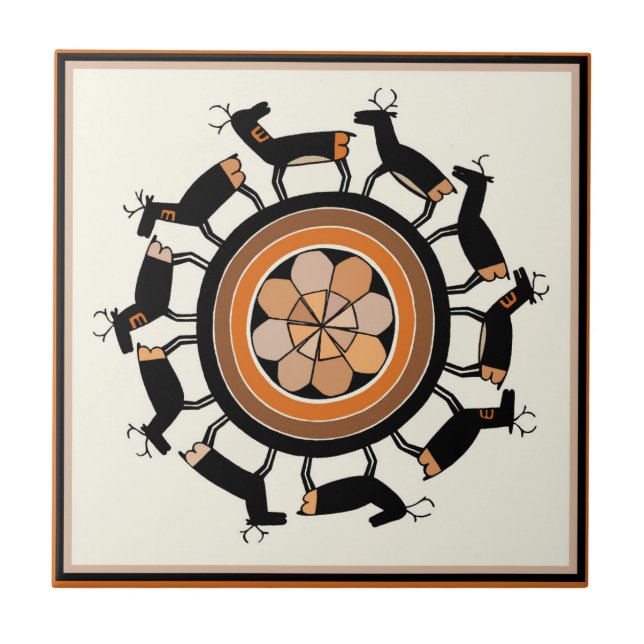 Azulejo Ritual tribal de ciervos (Frente)