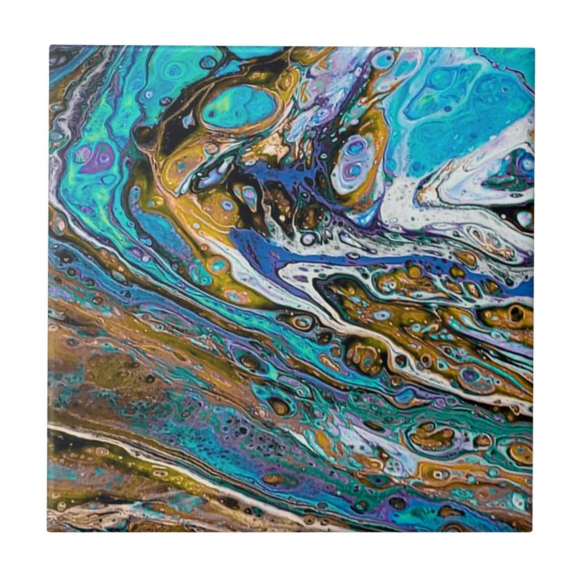 Azulejo River Beach, abstracto de agua y piedras (Frente)