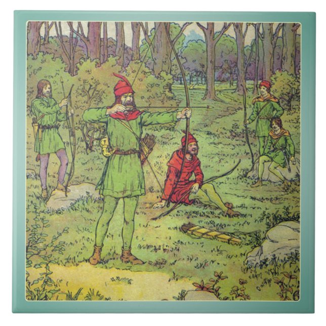 Azulejo Robin Hood en el bosque (Frente)