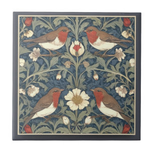 Azulejo Robin Red Breast Birds William Morris estilo Bird