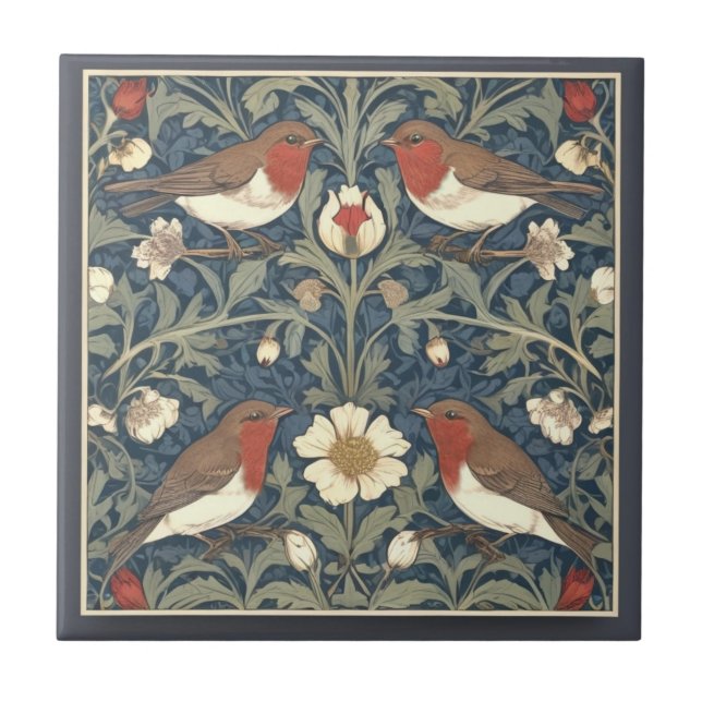 Azulejo Robin Red Breast Birds William Morris estilo Bird (Frente)