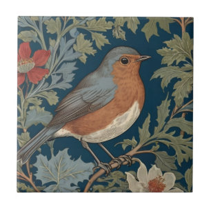 Azulejo Robin Red Breve Bird William Morris estilo Derecha