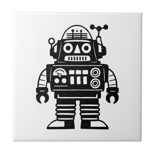 Azulejo Robot Inspirado en el Retro de Mitad de Siglo (Frente)