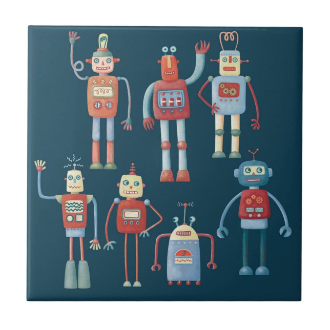 Azulejo Robots retro vintage (Frente)