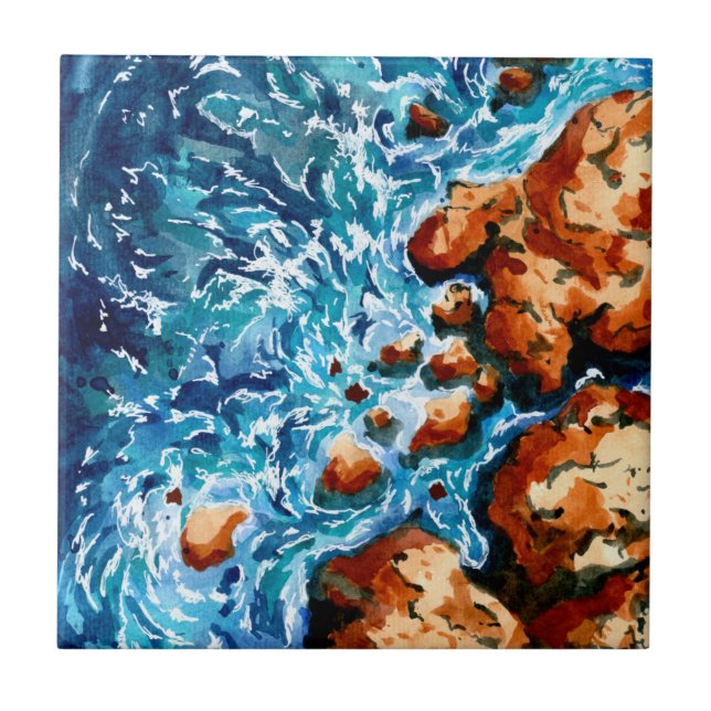 Azulejo Rocas y olas Aéreas (Frente)