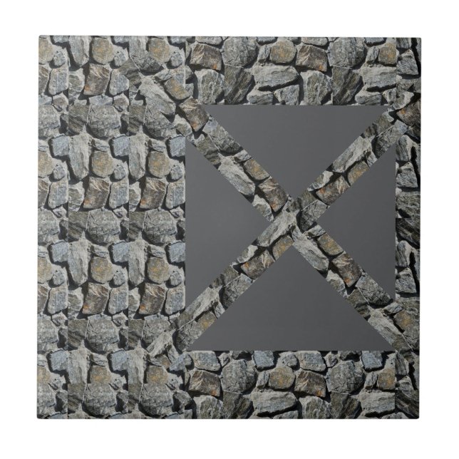 Azulejo Rock de mosaico cerámico gris (Frente)