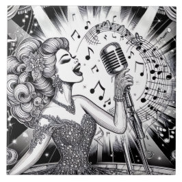 Azulejo Rockabilly Retro Glam Rock Punk Blanco y Negro