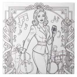 Azulejo Rockabilly Retro Glam Rock Punk Blanco y Negro
