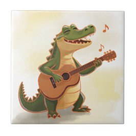Azulejo Rockin’ Crocodile with Guitar – Fun Cartoon Animal