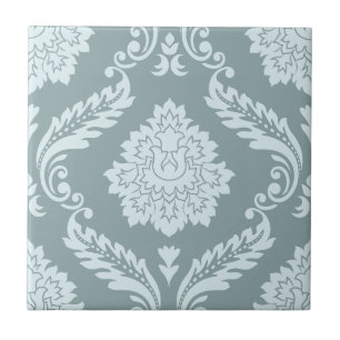 Azulejo Rococo Damask Patrón Grande Huevo de Pato Azul+Ver