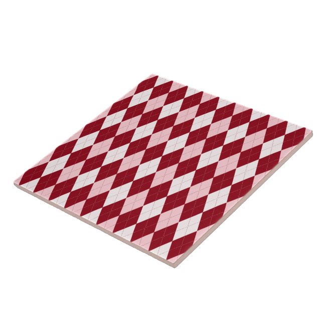 Azulejo Rojo Argyle Crimson Forma de Diamante Pequeño Rosa (Lado)