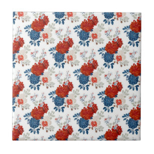 Azulejo Rojo Azul Blanco Floral Patriótico (4)