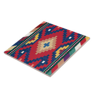 Azulejo Rojo Azul Verde Amarillo Blanco Rumbo Kilim