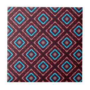 Azulejo Rojo Con Diamante Azul