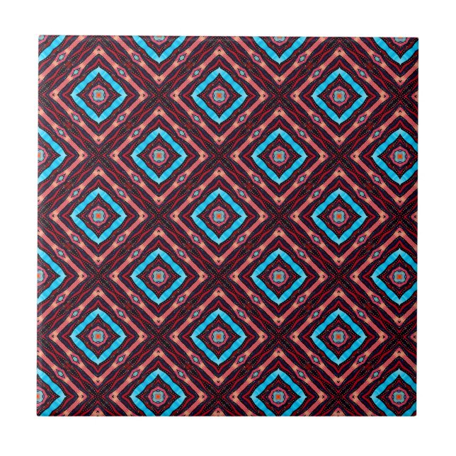 Azulejo Rojo Con Diamante Azul (Frente)