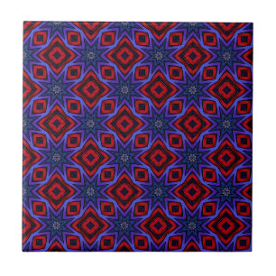 Azulejo Rojo Con Estrellas Azules