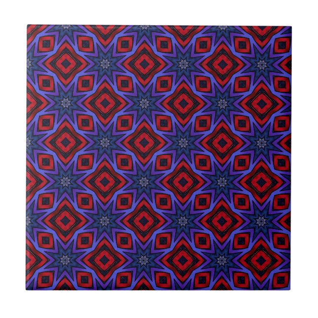 Azulejo Rojo Con Estrellas Azules (Frente)