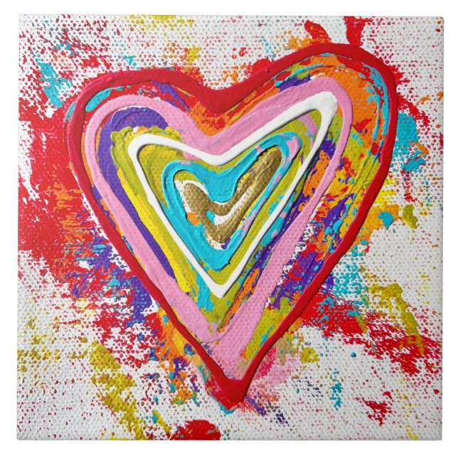 Azulejo Rojo Corazón 6 x 6 Tile cerámico (Frente)