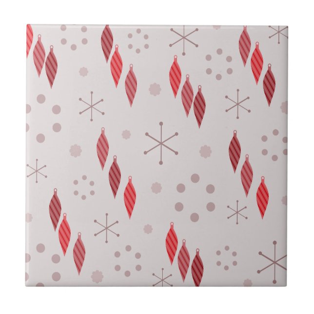 Azulejo Rojo de invierno moderno de mediados de siglo (Frente)