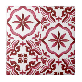 Azulejo Rojo Decorativo de Baldosas con Patrón de 