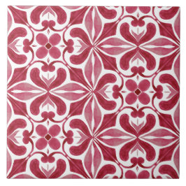 Azulejo Rojo Decorativo en Patrón de Parcheo