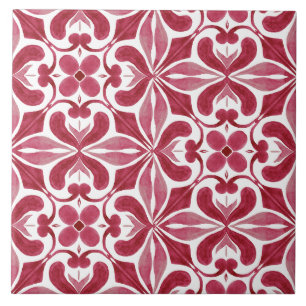 Azulejo Rojo Decorativo en Patrón de Parcheo