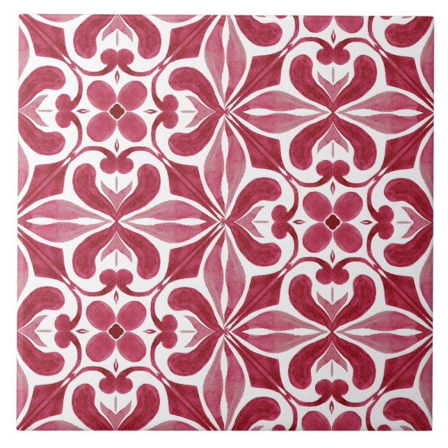Azulejo Rojo Decorativo en Patrón de Parcheo (Frente)