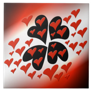 Azulejo Rojo en los corazones negros