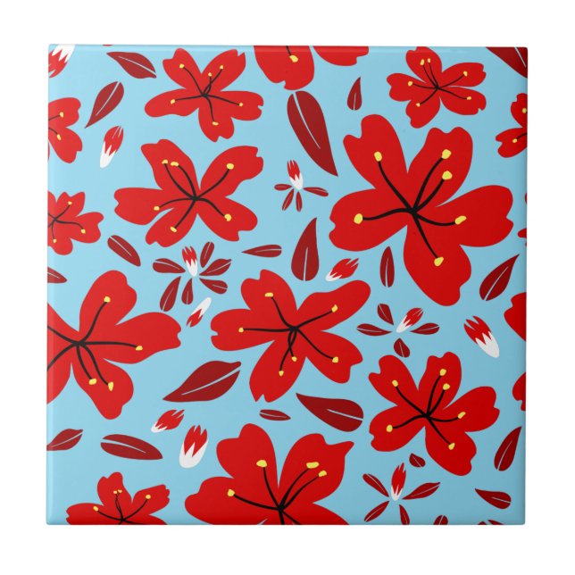 Azulejo Rojo floral (Frente)